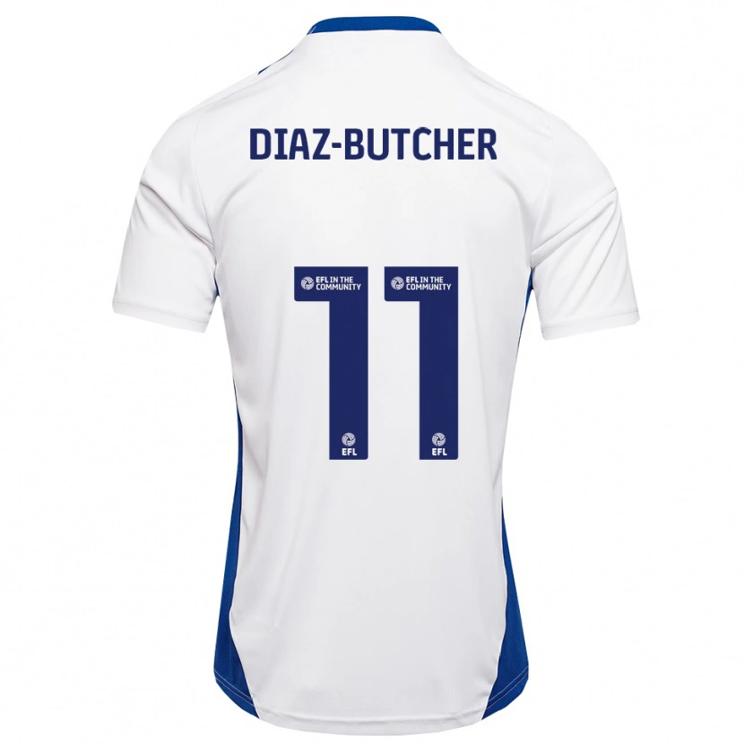 Danxen Uomo Maglia Helena Diaz-Butcher #11 Bianco Blu Kit Gara Away 2025/26 Maglietta