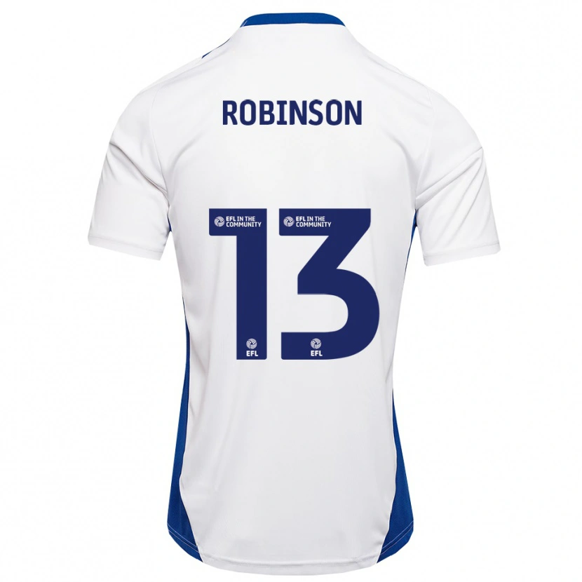 Danxen Uomo Maglia Anton Robinson #13 Bianco Blu Kit Gara Away 2025/26 Maglietta