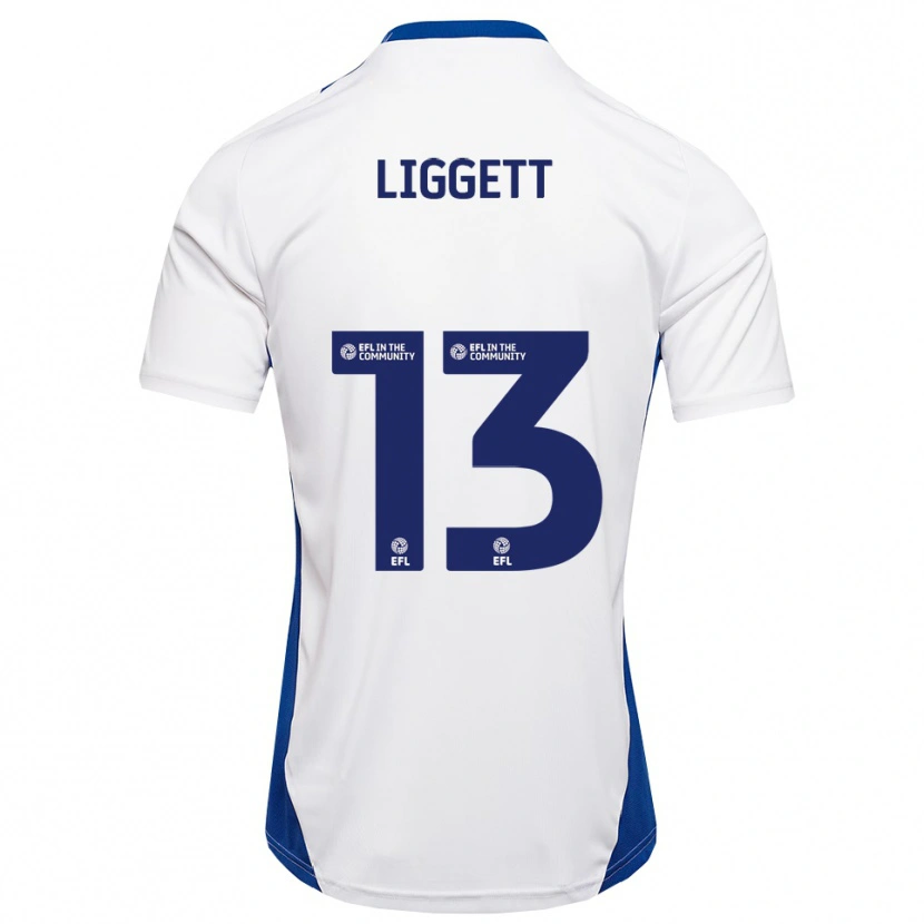Danxen Uomo Maglia Lacy Liggett #13 Bianco Blu Kit Gara Away 2025/26 Maglietta
