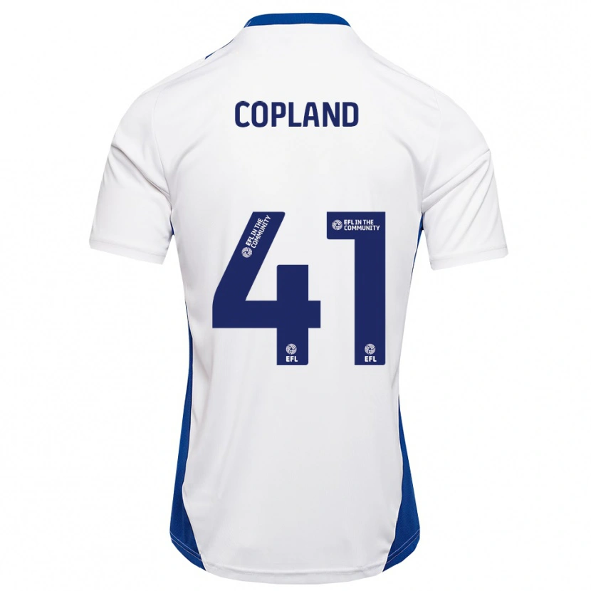 Danxen Uomo Maglia Jack Copland #41 Bianco Blu Kit Gara Away 2025/26 Maglietta