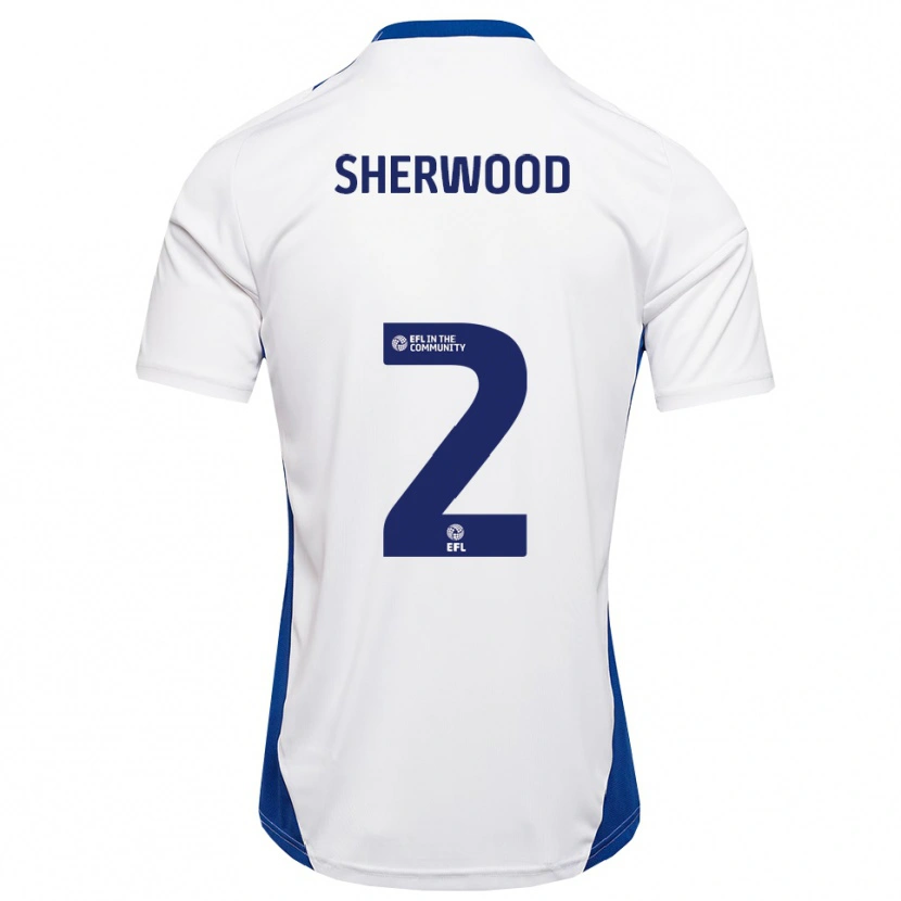 Danxen Uomo Maglia Katie Sherwood #2 Bianco Blu Kit Gara Away 2025/26 Maglietta