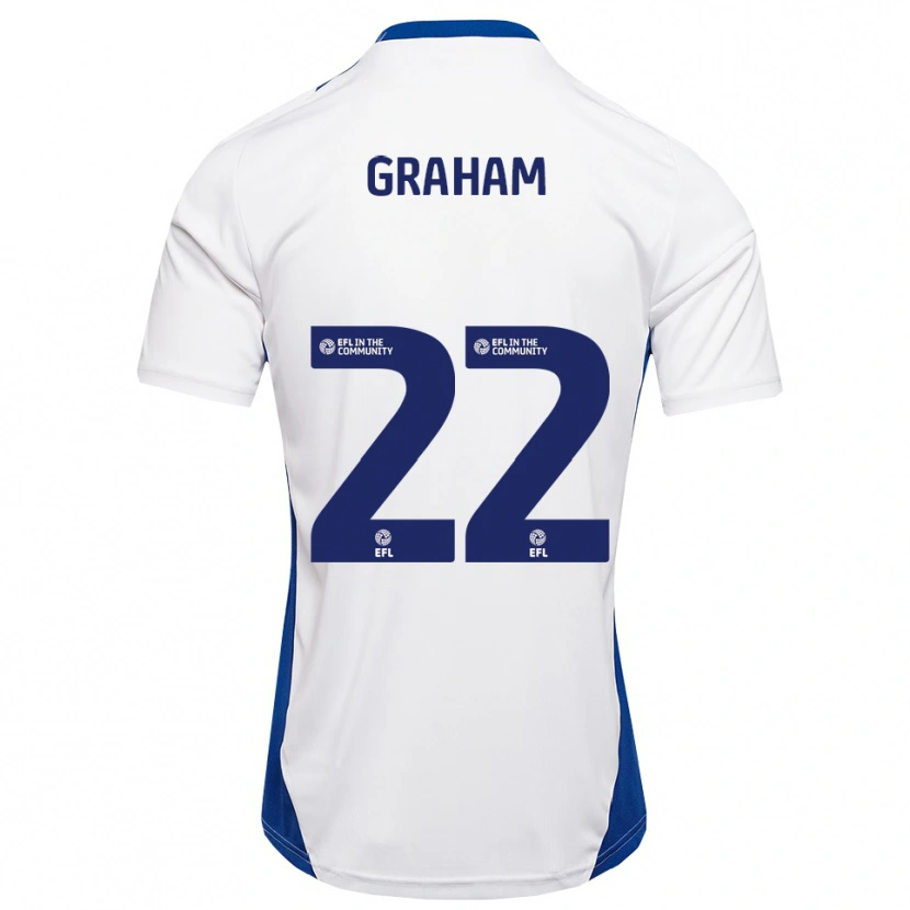Danxen Uomo Maglia Jess Graham #22 Bianco Blu Kit Gara Away 2025/26 Maglietta
