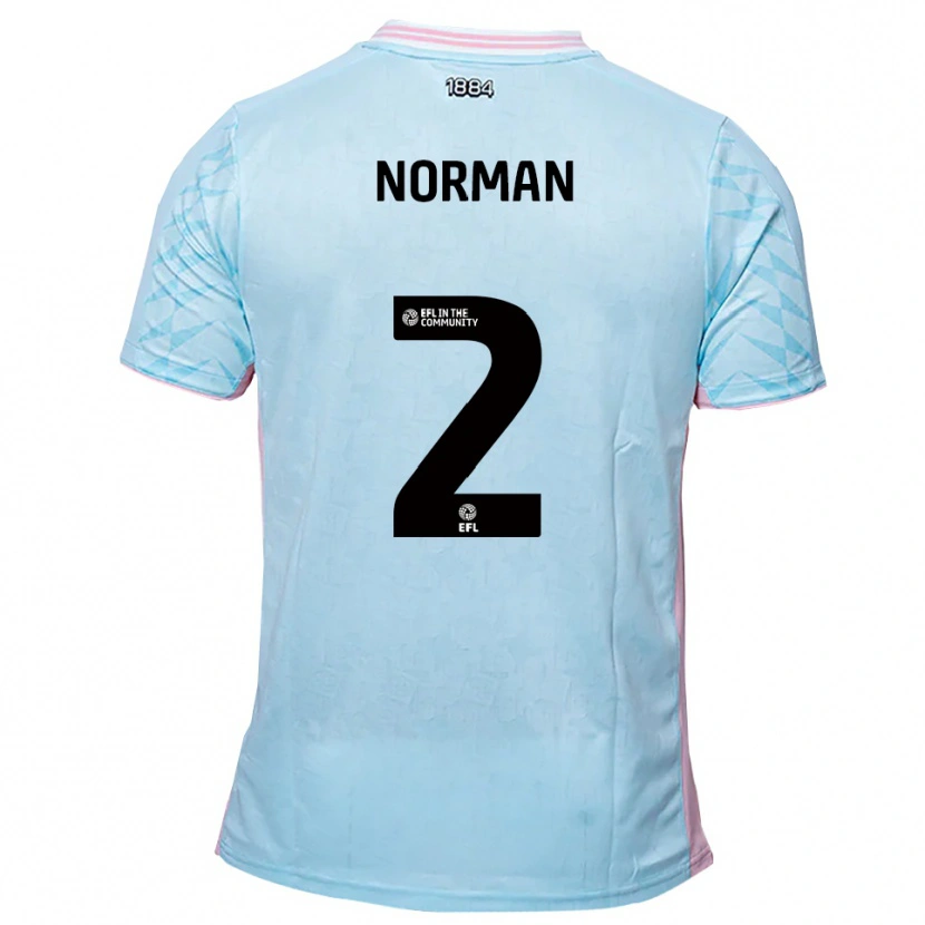 Danxen Uomo Maglia Cameron Norman #2 Azzurro Rosa Kit Gara Away 2025/26 Maglietta