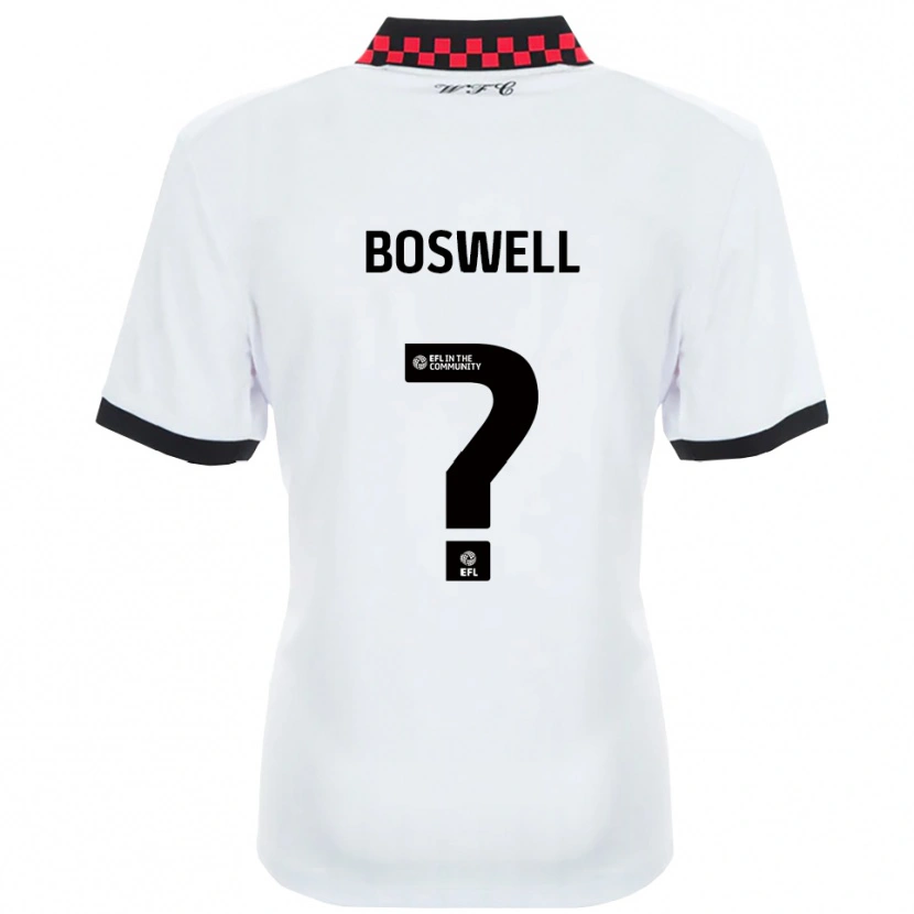 Danxen Uomo Maglia Lucy Boswell #0 Bianco Nero Kit Gara Away 2025/26 Maglietta