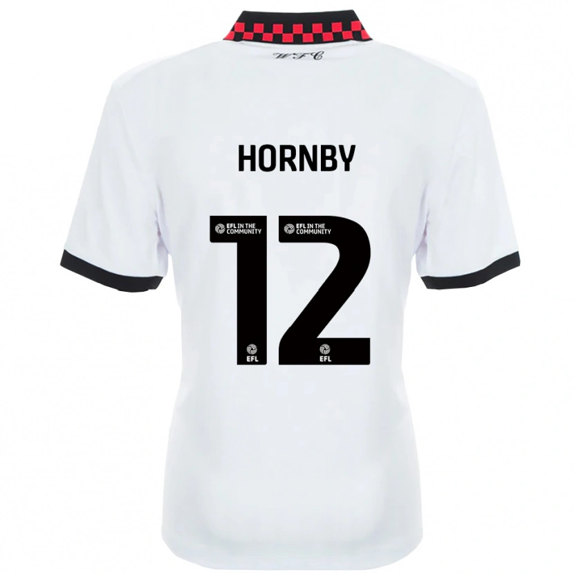 Danxen Uomo Maglia Sam Hornby #12 Bianco Nero Kit Gara Away 2025/26 Maglietta