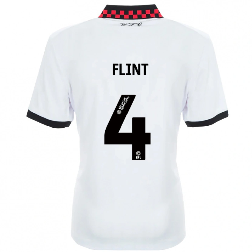 Danxen Uomo Maglia Aden Flint #4 Bianco Nero Kit Gara Away 2025/26 Maglietta