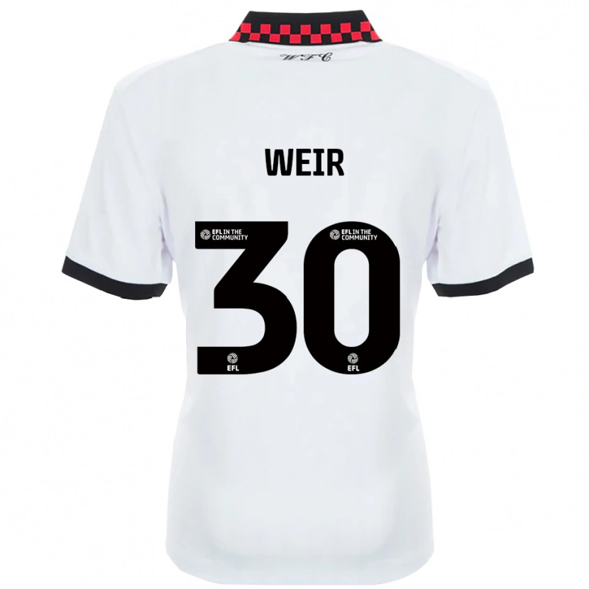 Danxen Uomo Maglia Evan Weir #30 Bianco Nero Kit Gara Away 2025/26 Maglietta