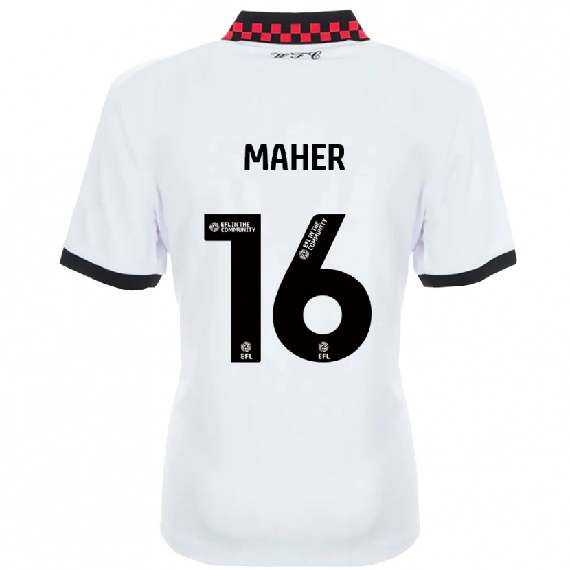 Danxen Uomo Maglia Ronan Maher #16 Bianco Nero Kit Gara Away 2025/26 Maglietta