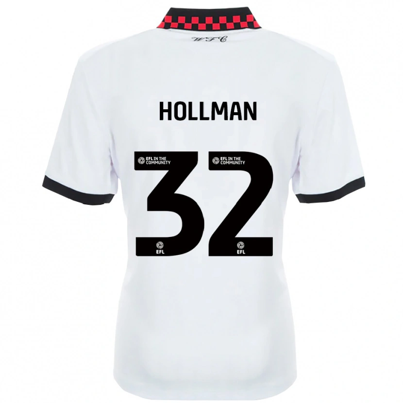 Danxen Uomo Maglia Jake Hollman #32 Bianco Nero Kit Gara Away 2025/26 Maglietta