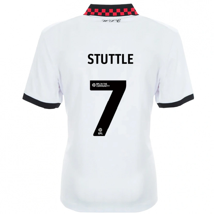 Danxen Uomo Maglia Jonny Stuttle #7 Bianco Nero Kit Gara Away 2025/26 Maglietta