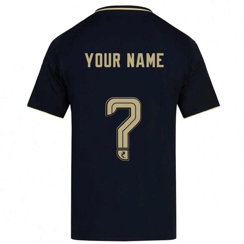 Danxen Uomo Maglia Il Tuo Nome #0 Blu Navy Oro Kit Gara Away 2025/26 Maglietta