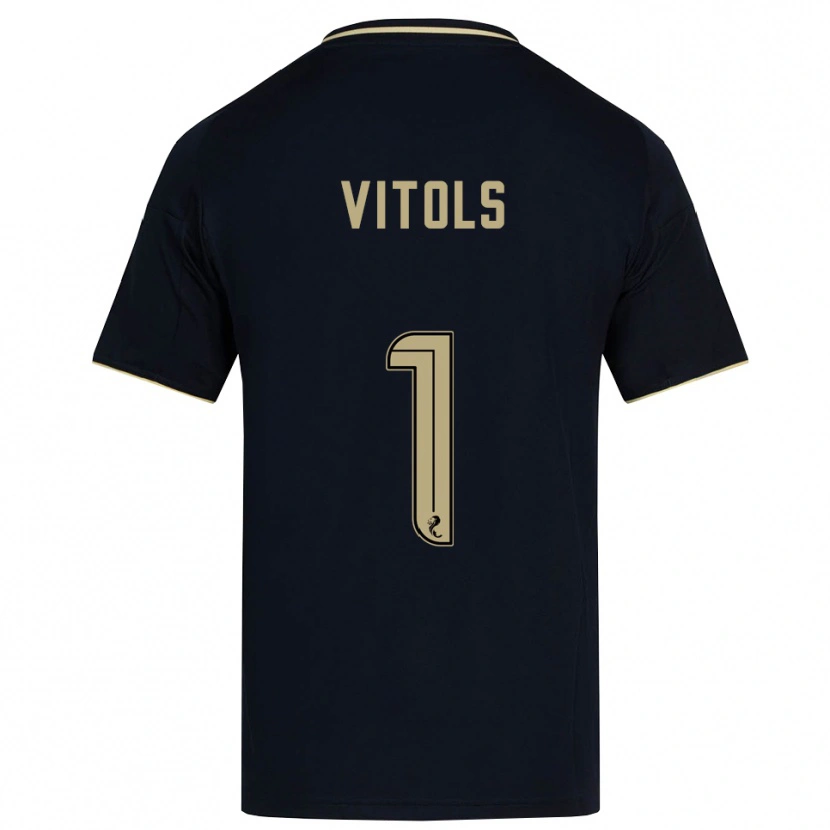 Danxen Uomo Maglia Rodrigo Vitols #1 Blu Navy Oro Kit Gara Away 2025/26 Maglietta