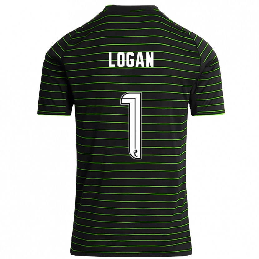 Danxen Uomo Maglia Chloe Logan #1 Nero Verde Kit Gara Away 2025/26 Maglietta