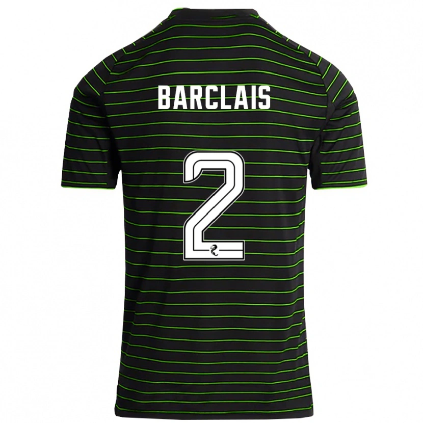 Danxen Uomo Maglia Celya Barclais #2 Nero Verde Kit Gara Away 2025/26 Maglietta
