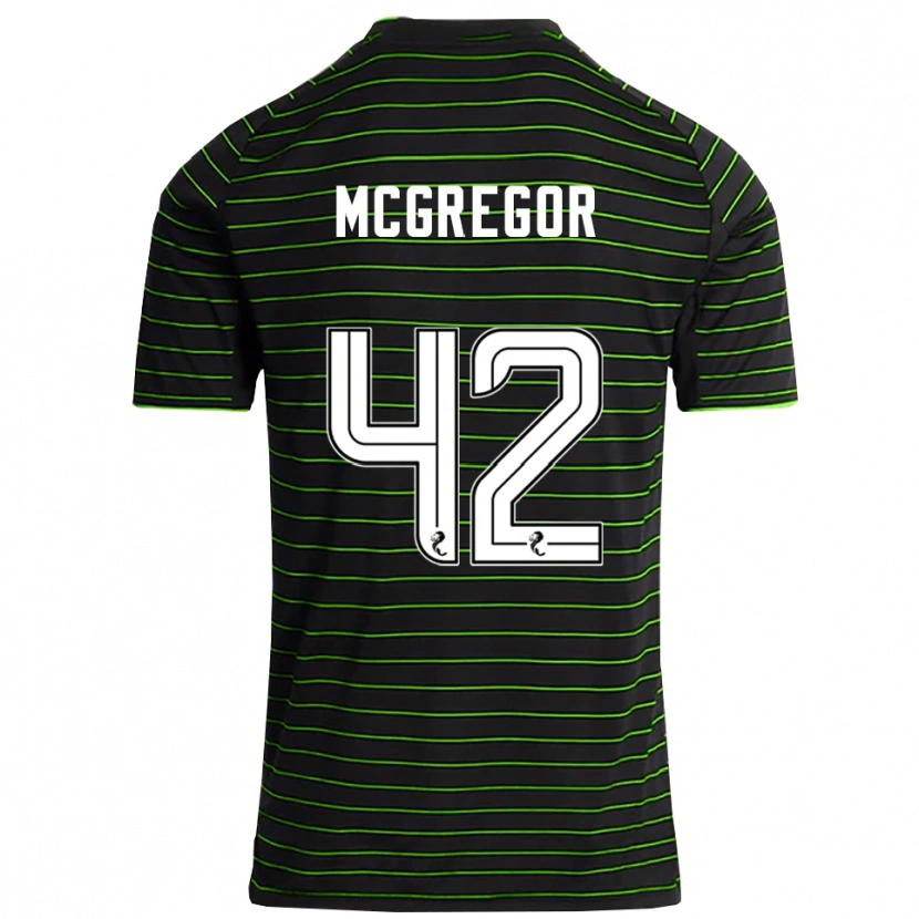 Danxen Uomo Maglia Callum Mcgregor #42 Nero Verde Kit Gara Away 2025/26 Maglietta
