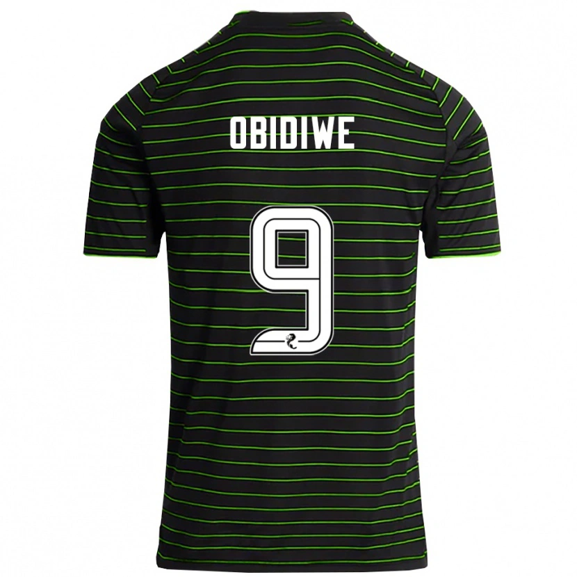 Danxen Uomo Maglia Emmanuel Obidiwe #9 Nero Verde Kit Gara Away 2025/26 Maglietta