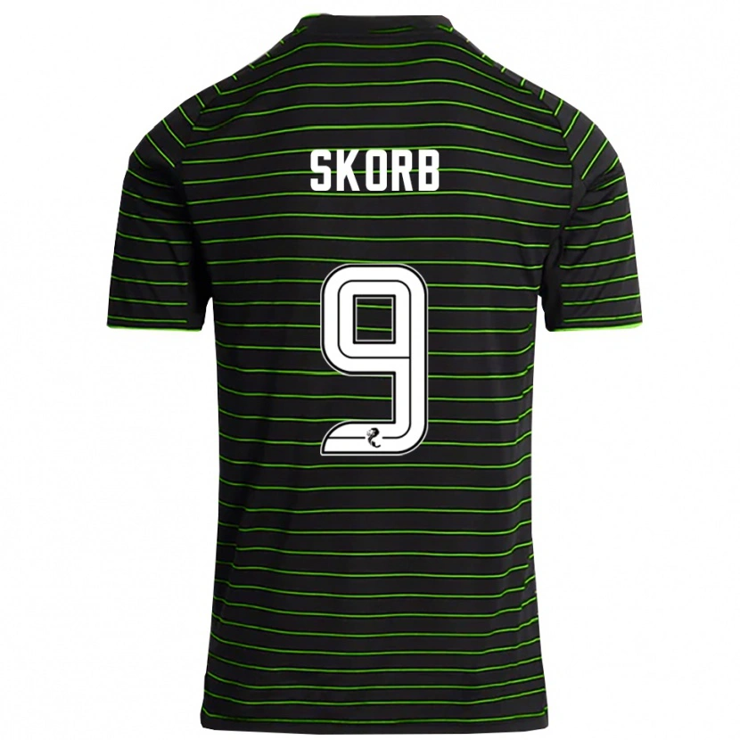 Danxen Uomo Maglia Filip Skorb #9 Nero Verde Kit Gara Away 2025/26 Maglietta
