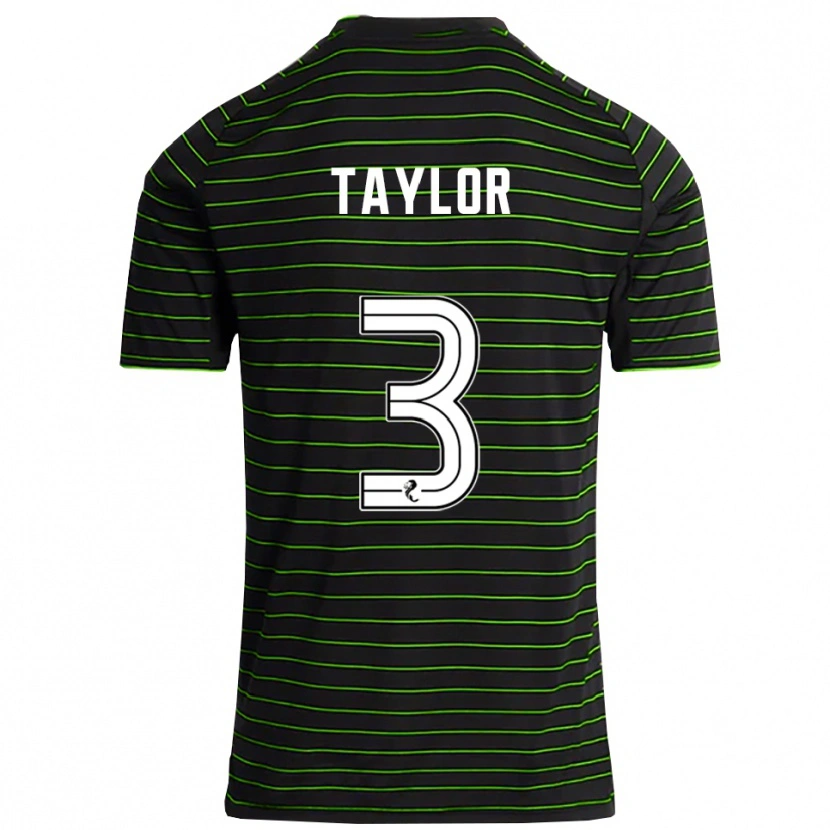 Danxen Uomo Maglia Greg Taylor #3 Nero Verde Kit Gara Away 2025/26 Maglietta