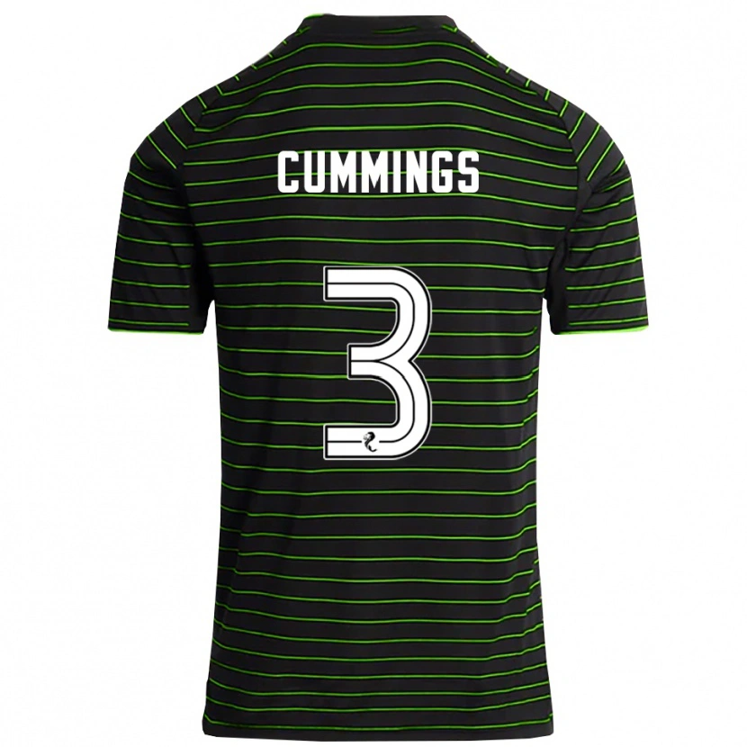 Danxen Uomo Maglia Sydney Cummings #3 Nero Verde Kit Gara Away 2025/26 Maglietta