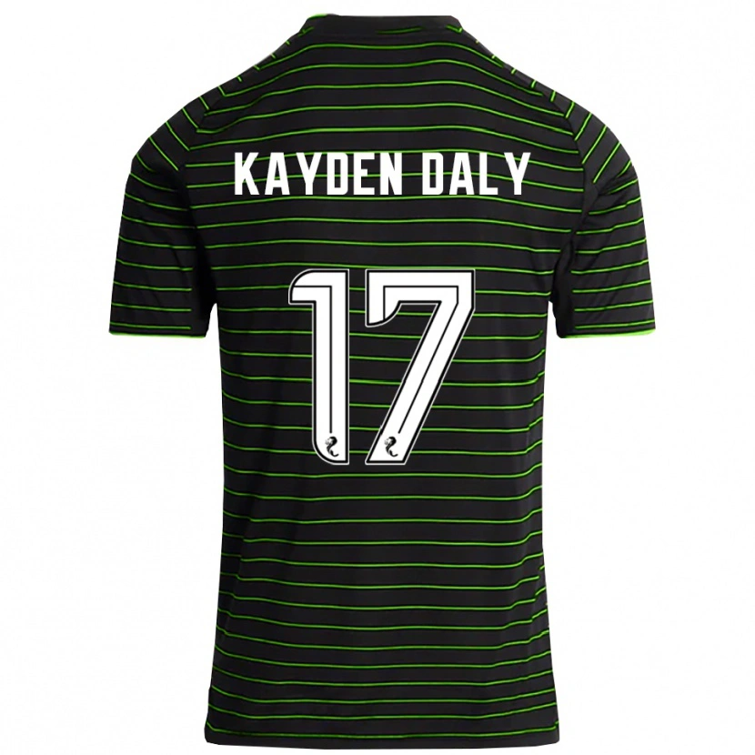 Danxen Uomo Maglia Kayden Daly #17 Nero Verde Kit Gara Away 2025/26 Maglietta