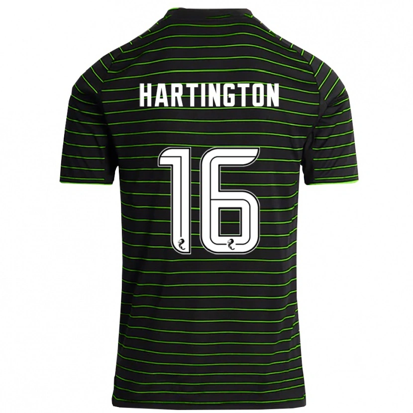 Danxen Uomo Maglia Owen Hartington #16 Nero Verde Kit Gara Away 2025/26 Maglietta