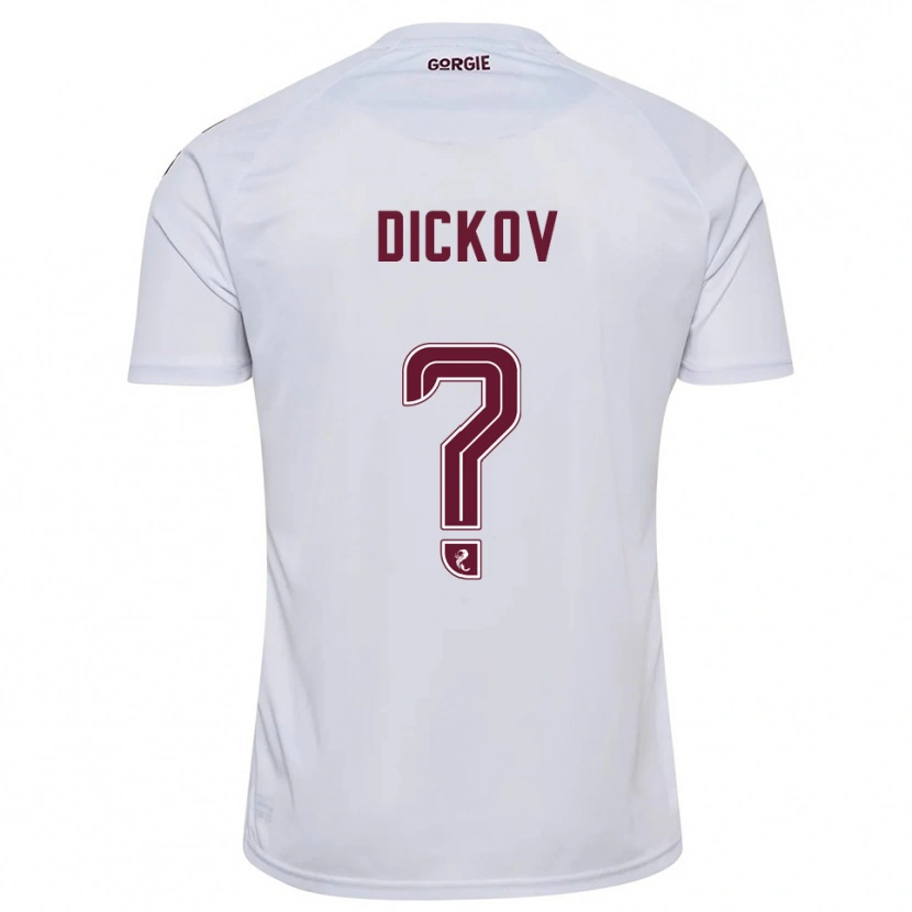 Danxen Uomo Maglia Sam Dickov #0 Bianco Bordeaux Kit Gara Away 2025/26 Maglietta