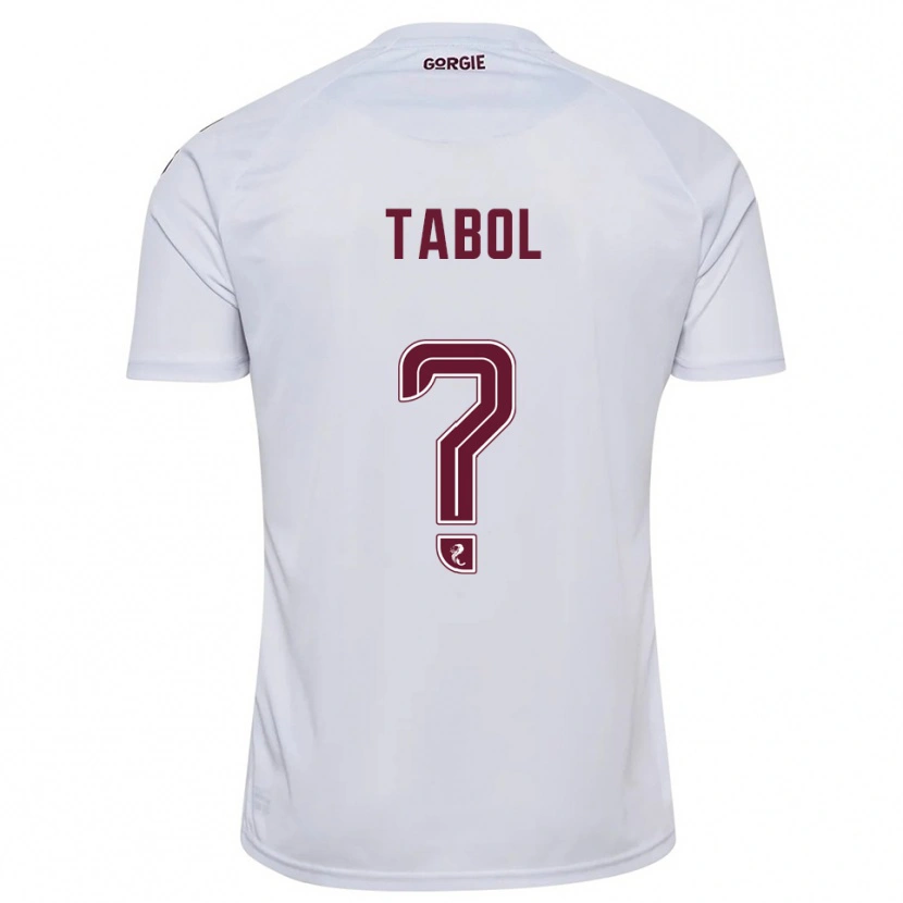 Danxen Uomo Maglia Alan Tabol #0 Bianco Bordeaux Kit Gara Away 2025/26 Maglietta