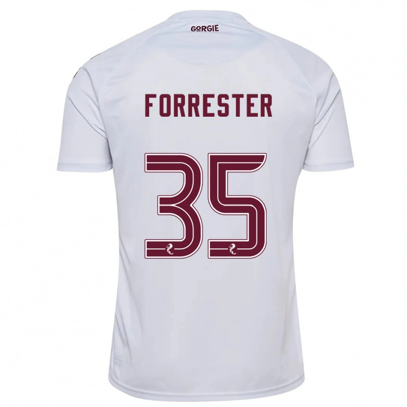 Danxen Uomo Maglia Adam Forrester #35 Bianco Bordeaux Kit Gara Away 2025/26 Maglietta