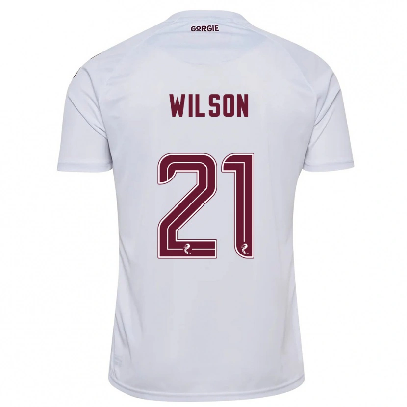 Danxen Uomo Maglia James Wilson #21 Bianco Bordeaux Kit Gara Away 2025/26 Maglietta