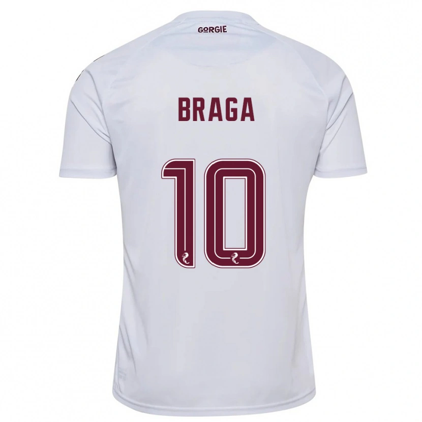 Danxen Uomo Maglia Cláudio Braga #10 Bianco Bordeaux Kit Gara Away 2025/26 Maglietta