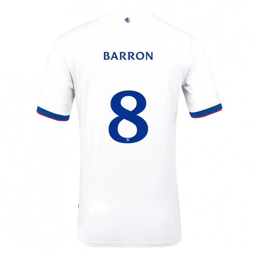 Danxen Uomo Maglia Connor Barron #8 Bianco Rosso Blu Kit Gara Away 2025/26 Maglietta