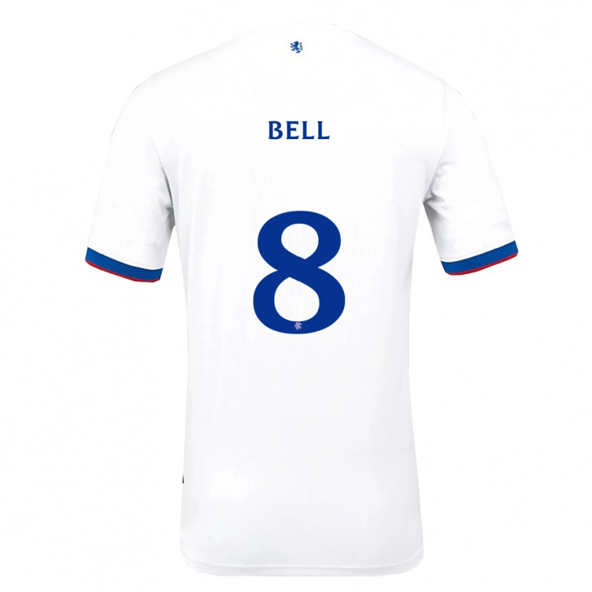 Danxen Uomo Maglia Cameron Bell #8 Bianco Rosso Blu Kit Gara Away 2025/26 Maglietta