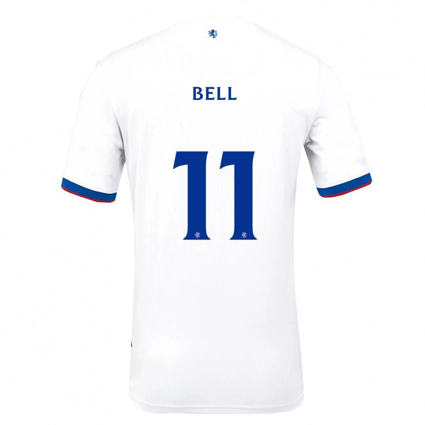 Danxen Uomo Maglia Megan Bell #11 Bianco Rosso Blu Kit Gara Away 2025/26 Maglietta