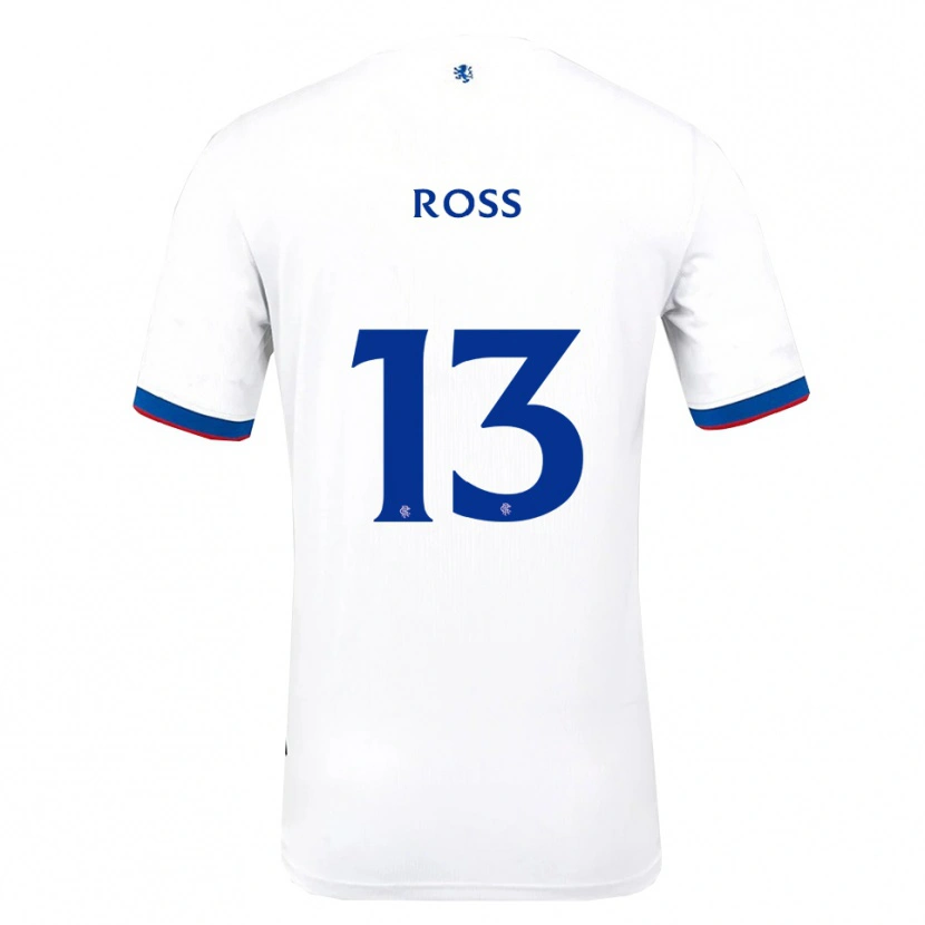 Danxen Uomo Maglia Jane Ross #13 Bianco Rosso Blu Kit Gara Away 2025/26 Maglietta