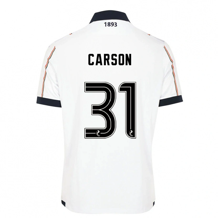 Danxen Uomo Maglia Trevor Carson #31 Bianco Blu Navy Rosso Kit Gara Away 2025/26 Maglietta