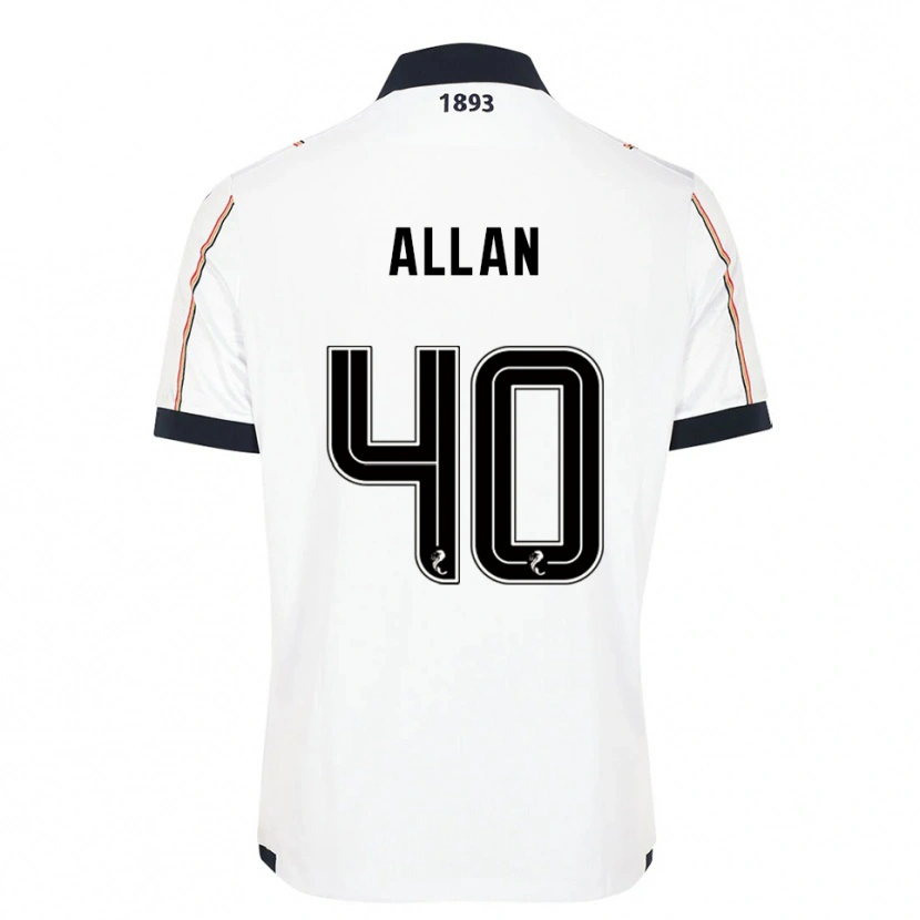 Danxen Uomo Maglia Finlay Allan #40 Bianco Blu Navy Rosso Kit Gara Away 2025/26 Maglietta