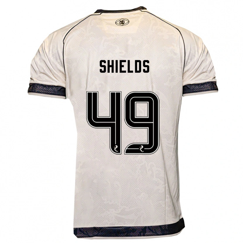 Danxen Uomo Maglia Conal Shields #49 Bianco Nero Kit Gara Away 2025/26 Maglietta