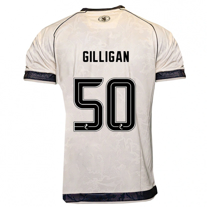 Danxen Uomo Maglia Keir Gilligan #50 Bianco Nero Kit Gara Away 2025/26 Maglietta