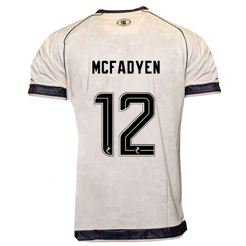 Danxen Uomo Maglia Stacey Mcfadyen #12 Bianco Nero Kit Gara Away 2025/26 Maglietta