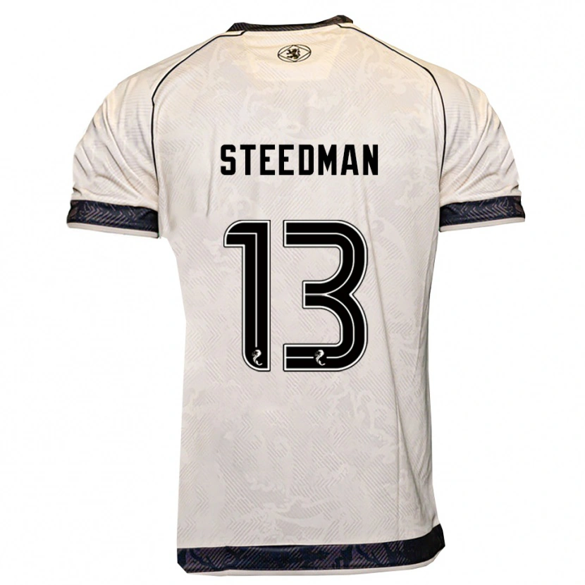 Danxen Uomo Maglia Morgan Steedman #13 Bianco Nero Kit Gara Away 2025/26 Maglietta