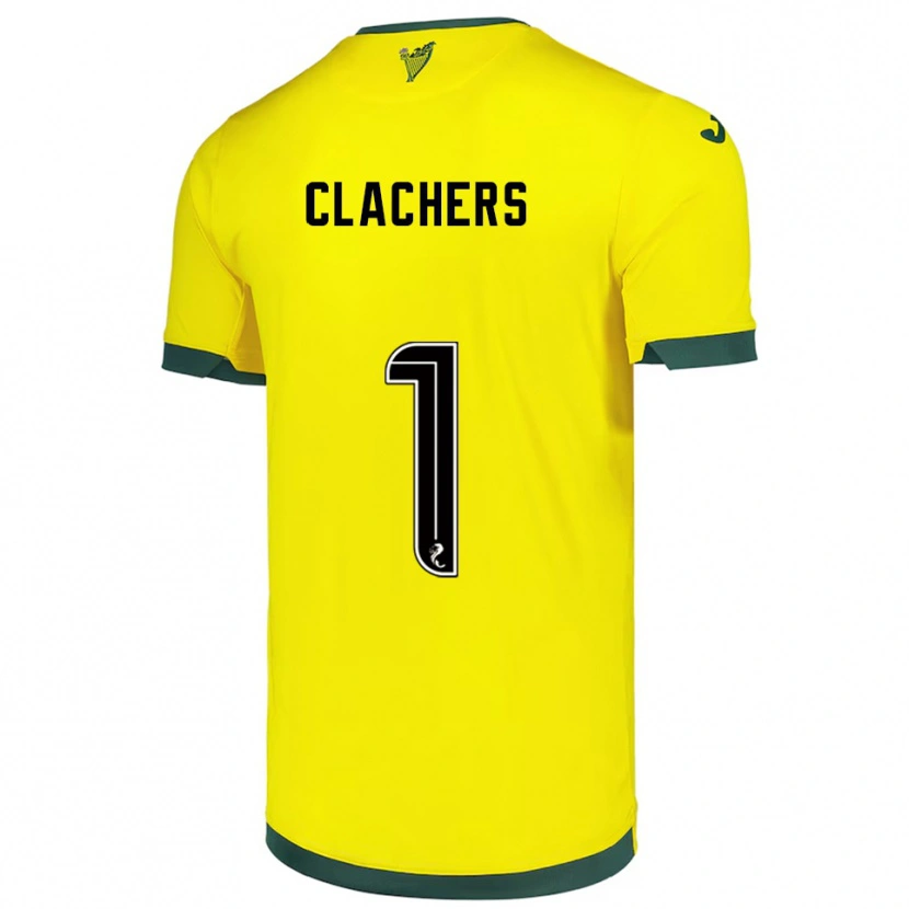 Danxen Uomo Maglia Erin Clachers #1 Giallo Verde Kit Gara Away 2025/26 Maglietta
