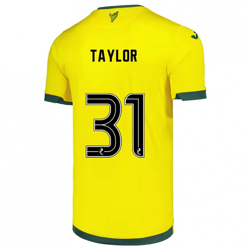 Danxen Uomo Maglia Linzi Taylor #31 Giallo Verde Kit Gara Away 2025/26 Maglietta