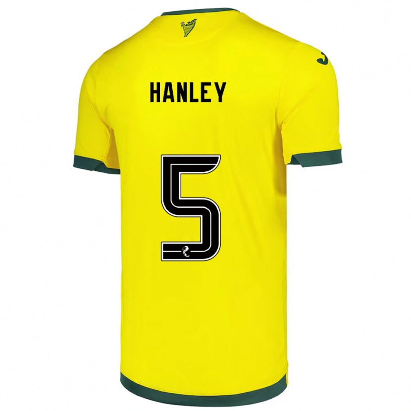 Danxen Uomo Maglia Grant Hanley #5 Giallo Verde Kit Gara Away 2025/26 Maglietta