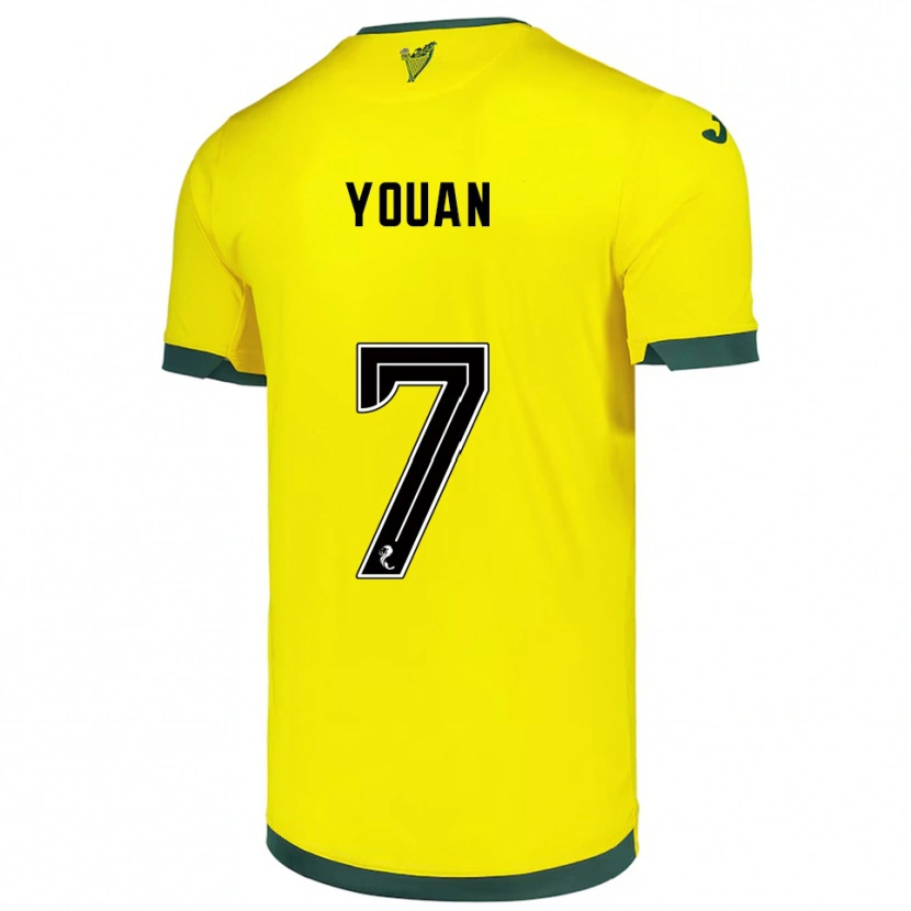Danxen Uomo Maglia Élie Youan #7 Giallo Verde Kit Gara Away 2025/26 Maglietta