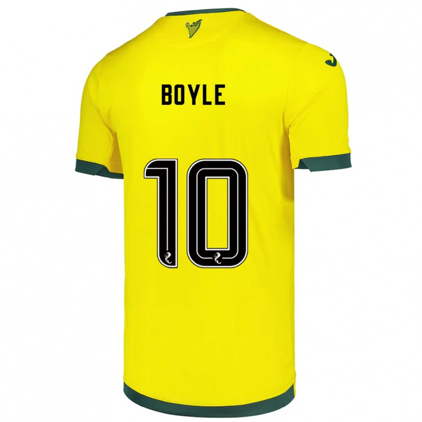 Danxen Uomo Maglia Martin Boyle #10 Giallo Verde Kit Gara Away 2025/26 Maglietta