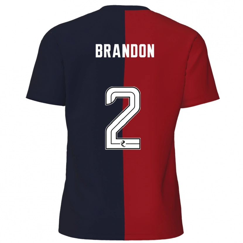 Danxen Uomo Maglia Jamie Brandon #2 Rosso Blu Navy Kit Gara Away 2025/26 Maglietta