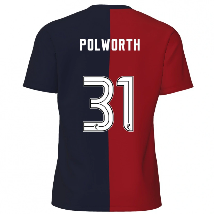 Danxen Uomo Maglia Liam Polworth #31 Rosso Blu Navy Kit Gara Away 2025/26 Maglietta