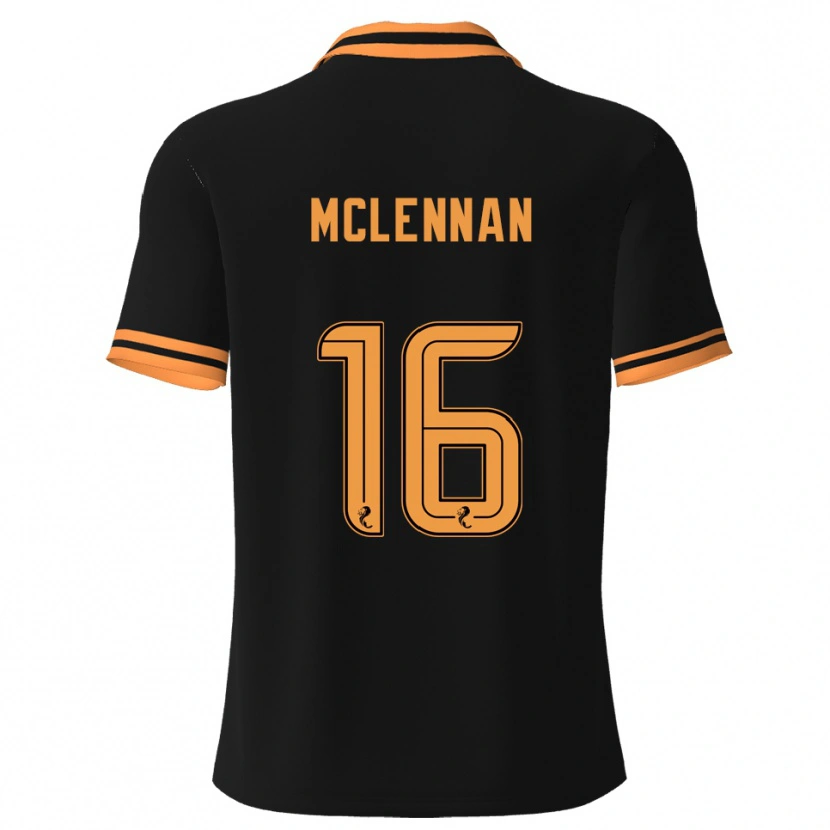 Danxen Uomo Maglia Connor Mclennan #16 Nero Giallo Kit Gara Away 2025/26 Maglietta