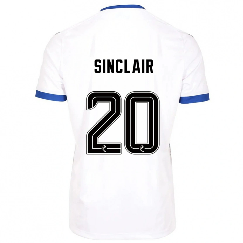 Danxen Uomo Maglia Ross Sinclair #20 Bianco Blu Kit Gara Away 2025/26 Maglietta