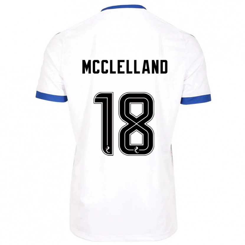 Danxen Uomo Maglia Sam Mcclelland #18 Bianco Blu Kit Gara Away 2025/26 Maglietta